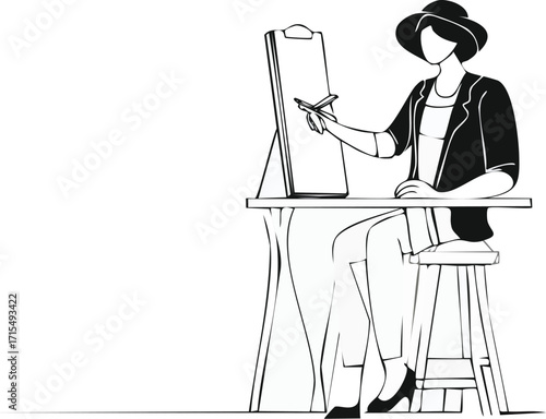 Fashion designer sketching clothes illustration