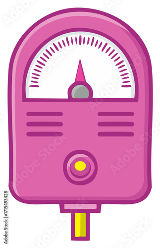 Pink Pressure Gauge Illustration, Measuring Tool, Vector Graphic