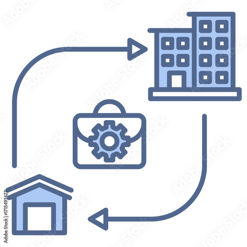 Hybrid Work Blue Icon