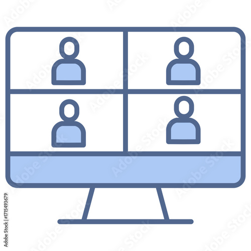 Video Meeting Blue Icon