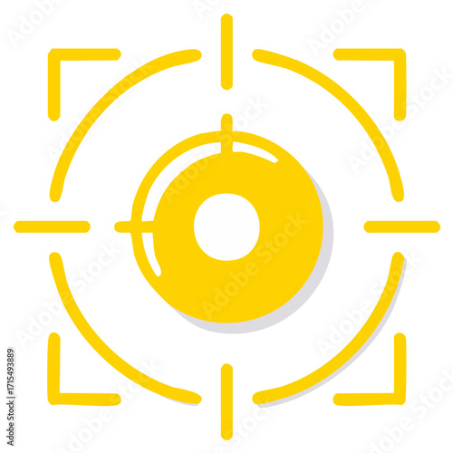 Yellow target icon representing business focus accurate aiming or strategic objective achievement