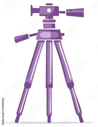 Vector illustration of a modern purple camera tripod professional photography or videography equipment
