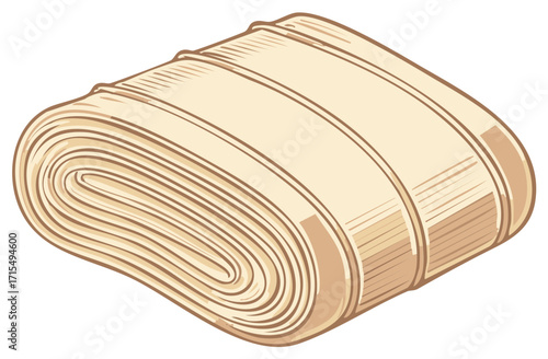Rolled up Fabric Stack Beige Shades Material Bolts of Cloth Cartoon Illustration