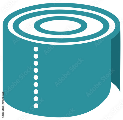 Teal Roll Graphic Illustration Adhesive Bandage with White Markers