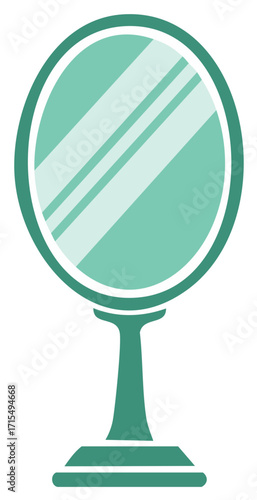 Green Handheld Mirror Illustration Aesthetic, Round, Minimalist Design