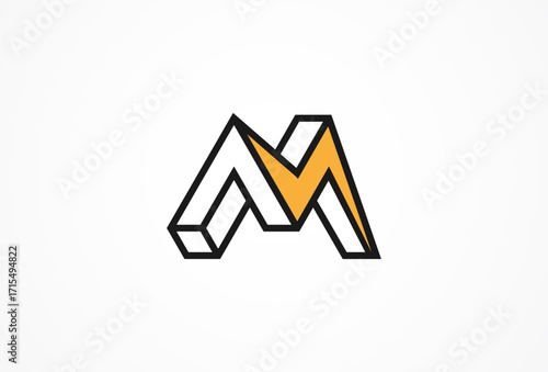 Initial Letter M Electric Logo, letter M with thunder bolt icon combination in 3D style, vector illustration