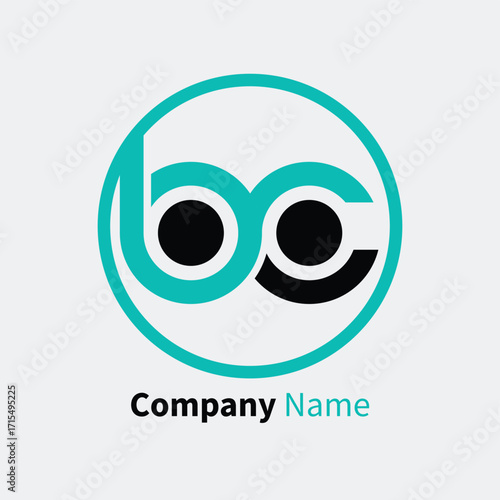 BC Circle Logo Turquoise and Black Emblem for Company Branding