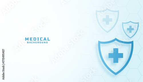 medical healthcare blue background with shield design