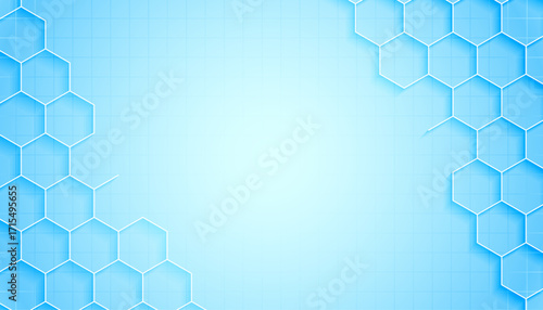 medical care hexagonal blue background with empty space