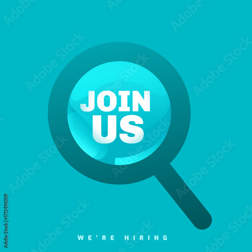 we are hiring or join us offer template with magnifying glass