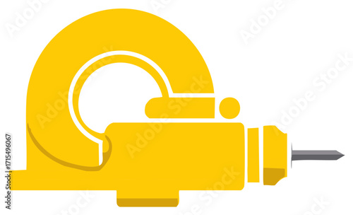 Yellow Outside Micrometer Illustration Precision Measurement Industrial Tool Shop Equipment, Minimalist Graphic Mechanical Engineering Inspection