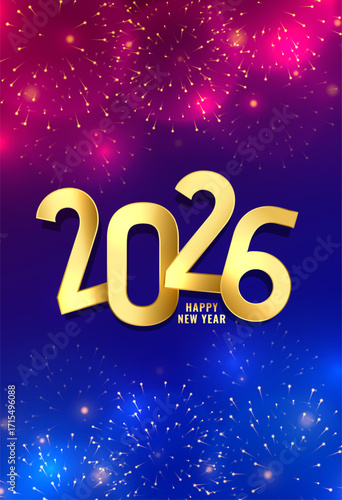 beautiful 2026 new year poster with firework decor