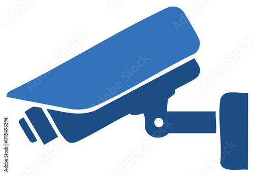 Blue Security Camera Mounted for Surveillance, Safety, and Prevention of Crime