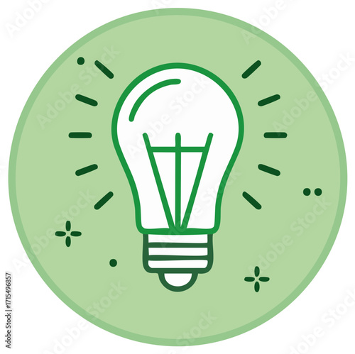 Lightbulb Innovation: Green Eco Friendly Energy Solution Illustration Icon Representing Creativity and Brainstorming Ideas