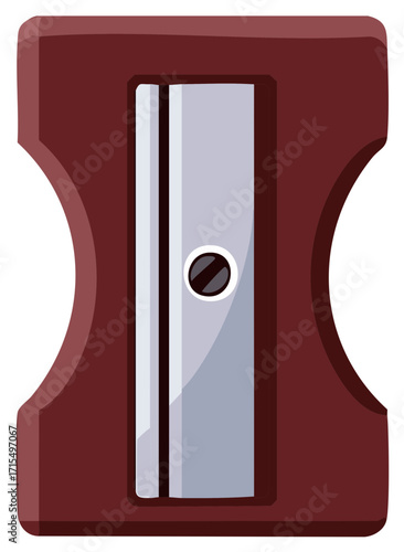 Maroon manual pencil sharpener vector illustration isolated for stationery or drawing supply concepts