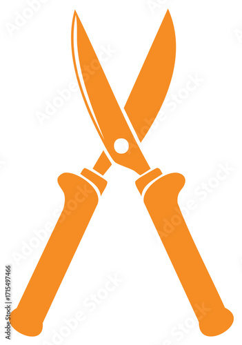 Orange gardening shears vector icon for pruning landscaping and horticulture