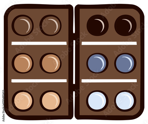Colorful Eyeshadow Makeup Palette with Nude Earth Tones and Cool Blue Shades Illustration