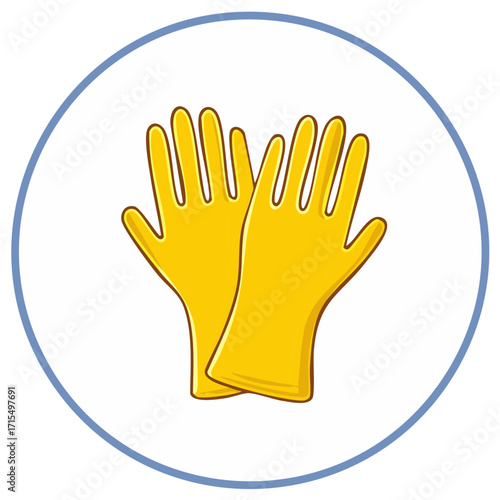 Yellow rubber gloves for cleaning and protection safety equipment icon simple illustration