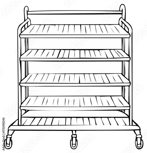 Metal Shelving Unit on Wheels: A Portable Storage Solution with Tiered Shelves for Organization and Transport