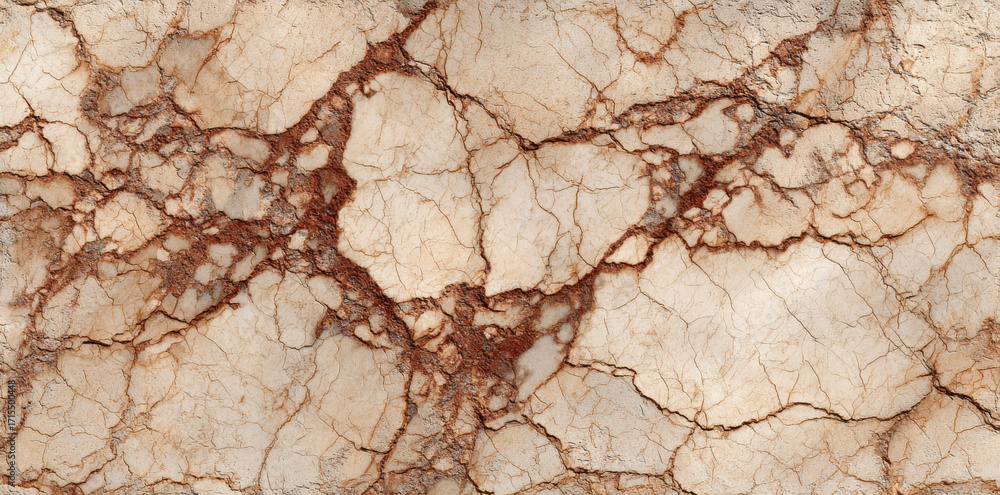 Fototapeta premium Hyper-realistic marble texture background in sepia tones, beige stone surface, detailed natural pattern, high resolution top view design