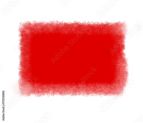 Red rectangle with smoky grunge textured edge, Abstract grunge red rectangle shape isolated