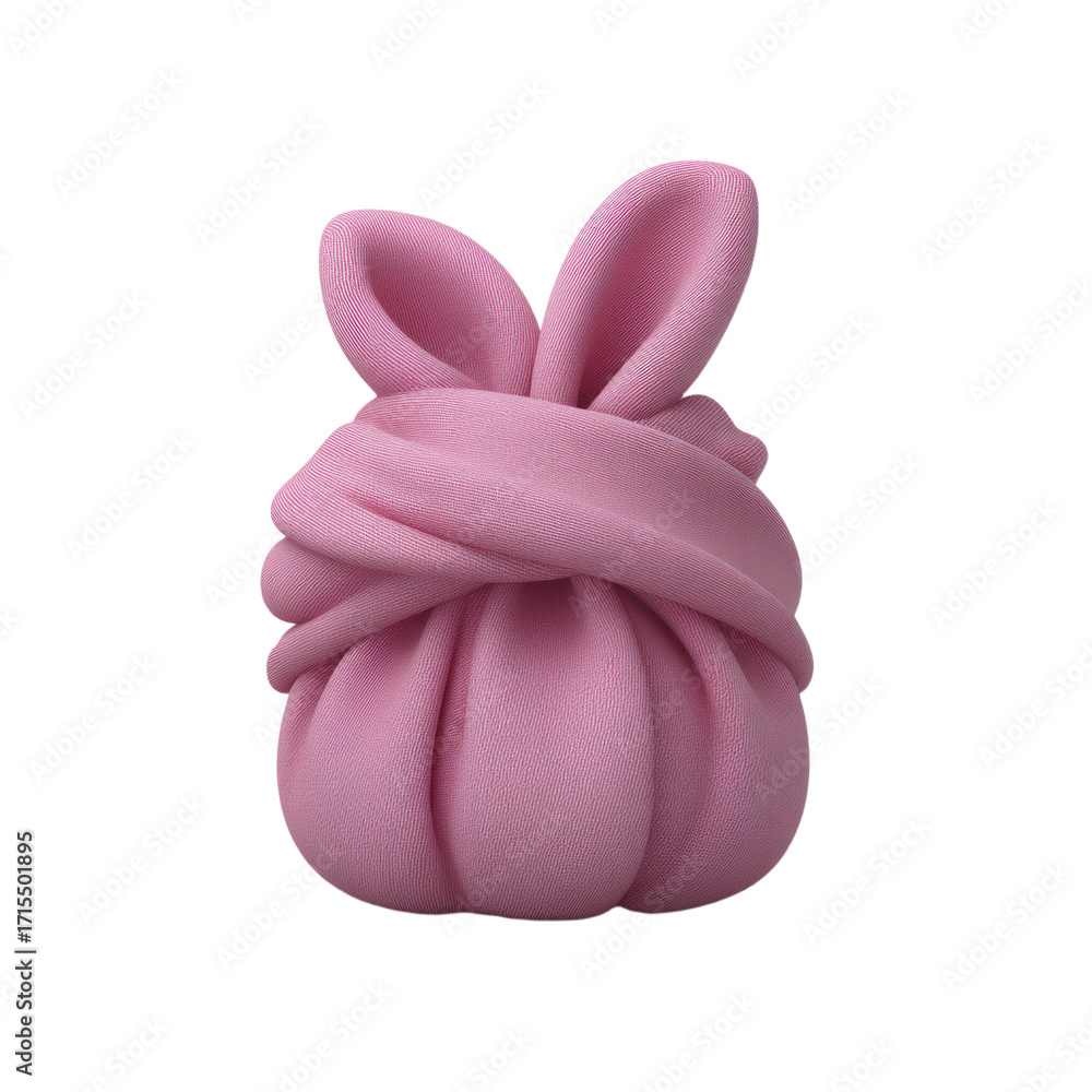 Obraz premium A Soft Pink Fabric Tied In A Bundle Resembling Bunny Ears On A Transparent Background