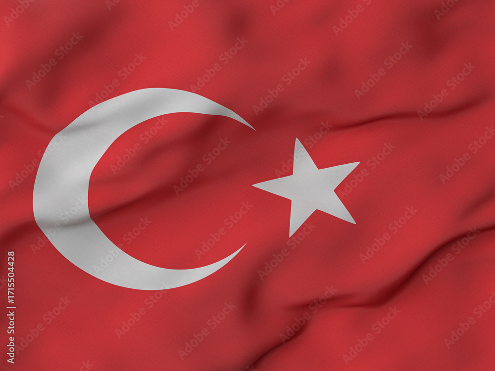 Obraz premium Wrinkled fabric Turkey flag