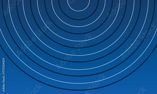 Curved white and blue line background. Radial line gradient sun rays on gradient blue background