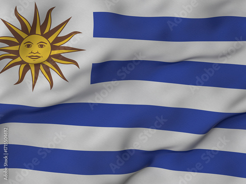 Wrinkled fabric Uruguay flag