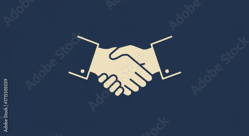 Handshake Icon on Blue Background for Business Partnership