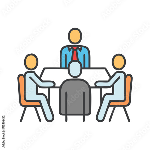 Diverse professionals collaborate and discuss strategy in a modern conference room setting