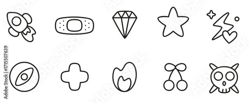 Cute planner sticker icons vector collection png