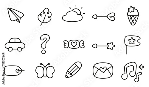 Cute planner sticker icons vector collection