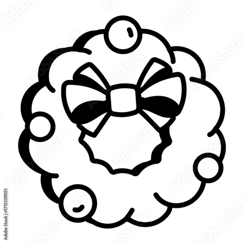 A sketchy style icon representing christmas wreath