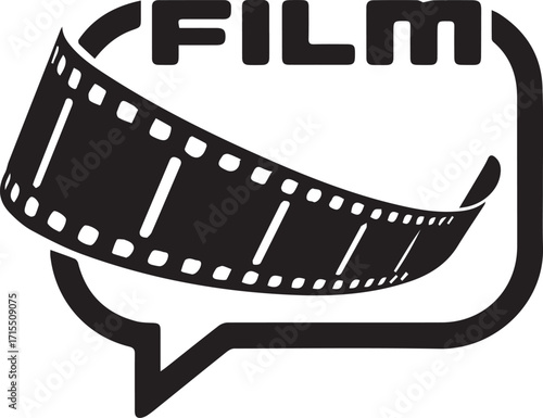 Vector art of film reel in speech bubble for movie in vector art