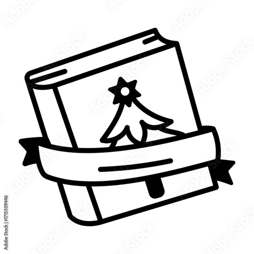 A hand drawn style icon showing a christmas book

