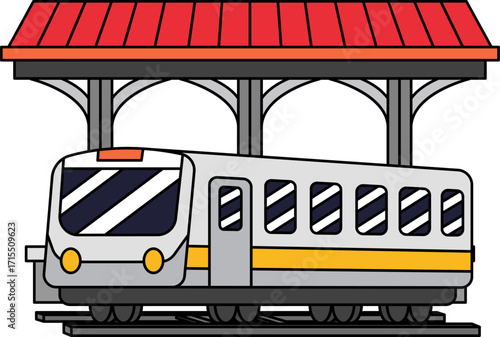 A train is parked at a train station