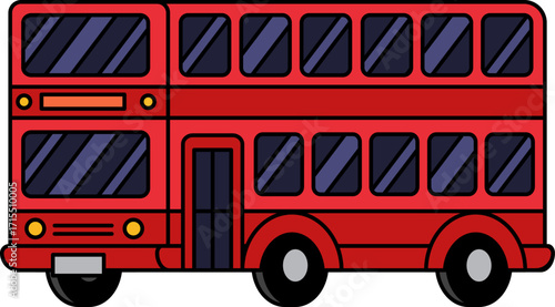 isolate illustration of A red double decker bus