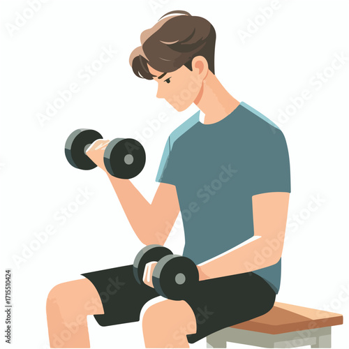 Vector of a teenager working out