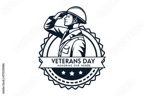 Vintage Veterans Day emblem honoring our heroes.