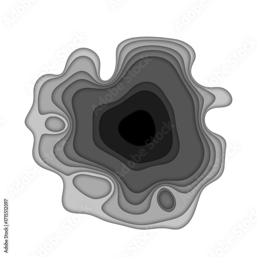Paper cut out effect illustration with black colour and square background