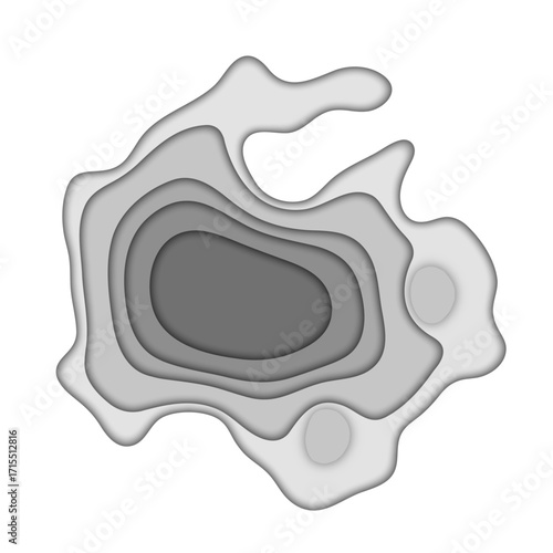 Paper cut out effect illustration with black colour and square background