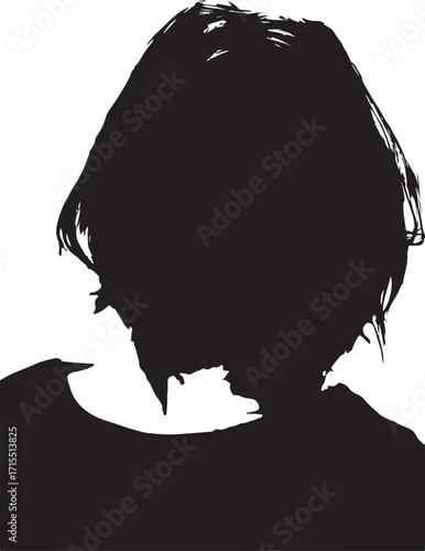  A series of high-contrast, black and white silhouettes of a person from behind, a study in anonymity and form