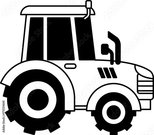 black and white illustration of a tractor