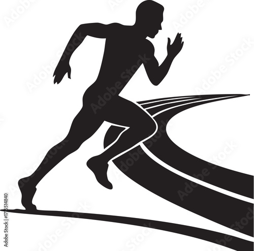 Silhouette of runner on a track