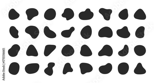 Freeform liquid shape blobs in different style collection. Vector illustration