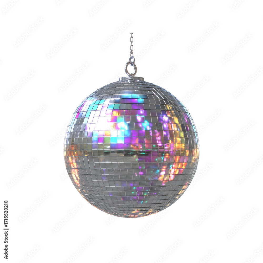 Obraz premium Sparkling Disco Ball Hanging by Chain on transparent background