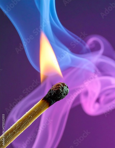Matchstick flame in smoke