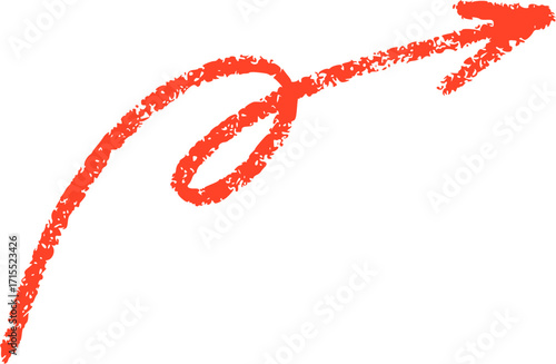 Hand-drawn Red Arrow, Swirly Direction Pointer, Next, Guidance, Curved Arrow Graphic Design Element