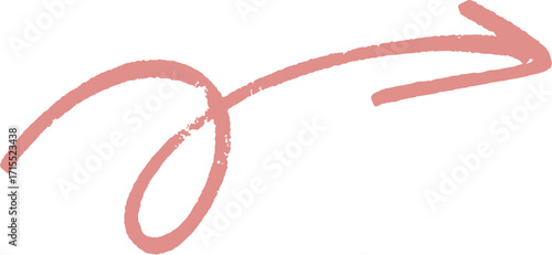 Hand-drawn Pink Arrow, Swirly Direction Pointer, Next, Guidance, Curved Arrow Graphic Design Element